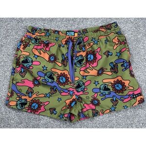 A-Lab Men's Medium Skippy Trippy 3" Inseam Board Shorts Green Trunks Alab